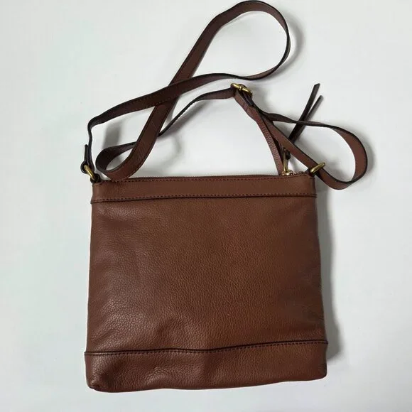 Fossil Purse Brown Red Gold Patchwork Leather Crossbody Bag Preppy Boho - Picture 7 of 7